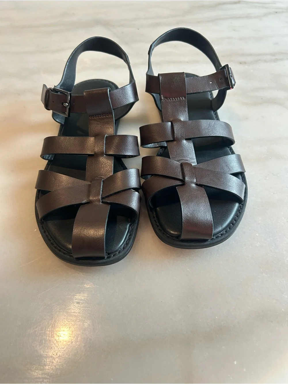 Sold!!!Brown Leather Cage Gladiator Sandals Size 37⁠  size us - Picture 7 of 9